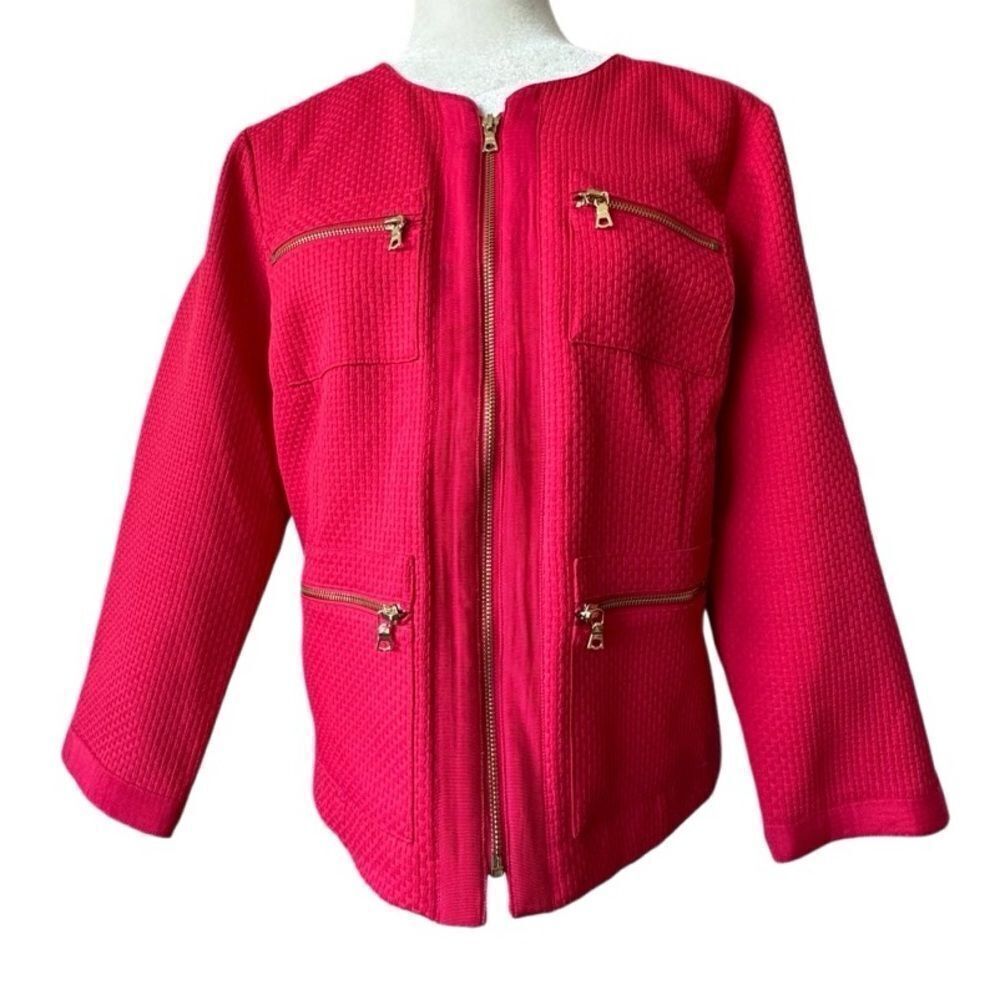 Suit Blazer Hot Pink Zip Up QVC Barbiecore Jacket - Picture 13 of 13